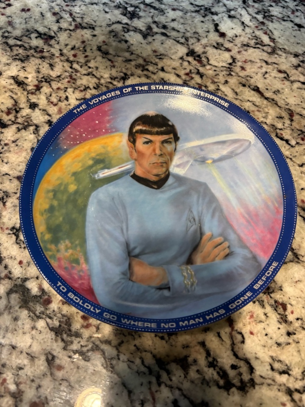Star Trek Spock Decorative Plate — Blue with Multicolor Artwork